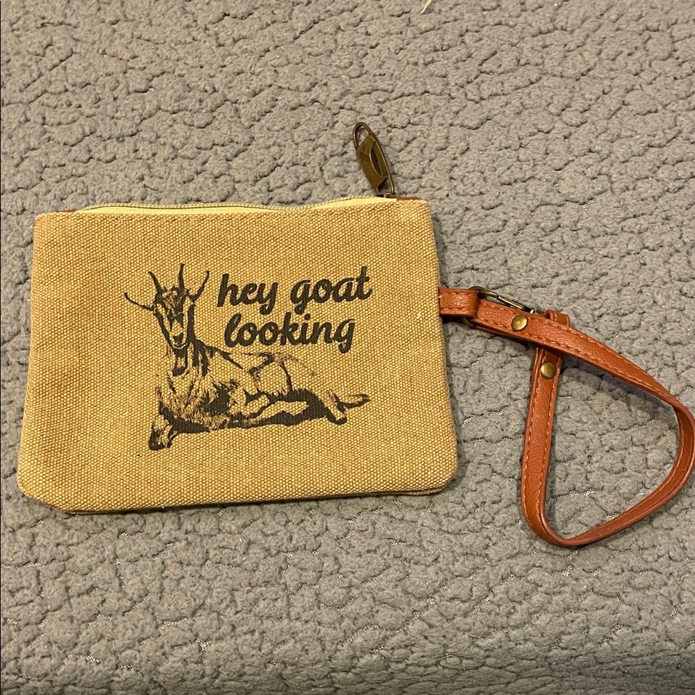 Tan Wristlet with Goat Print